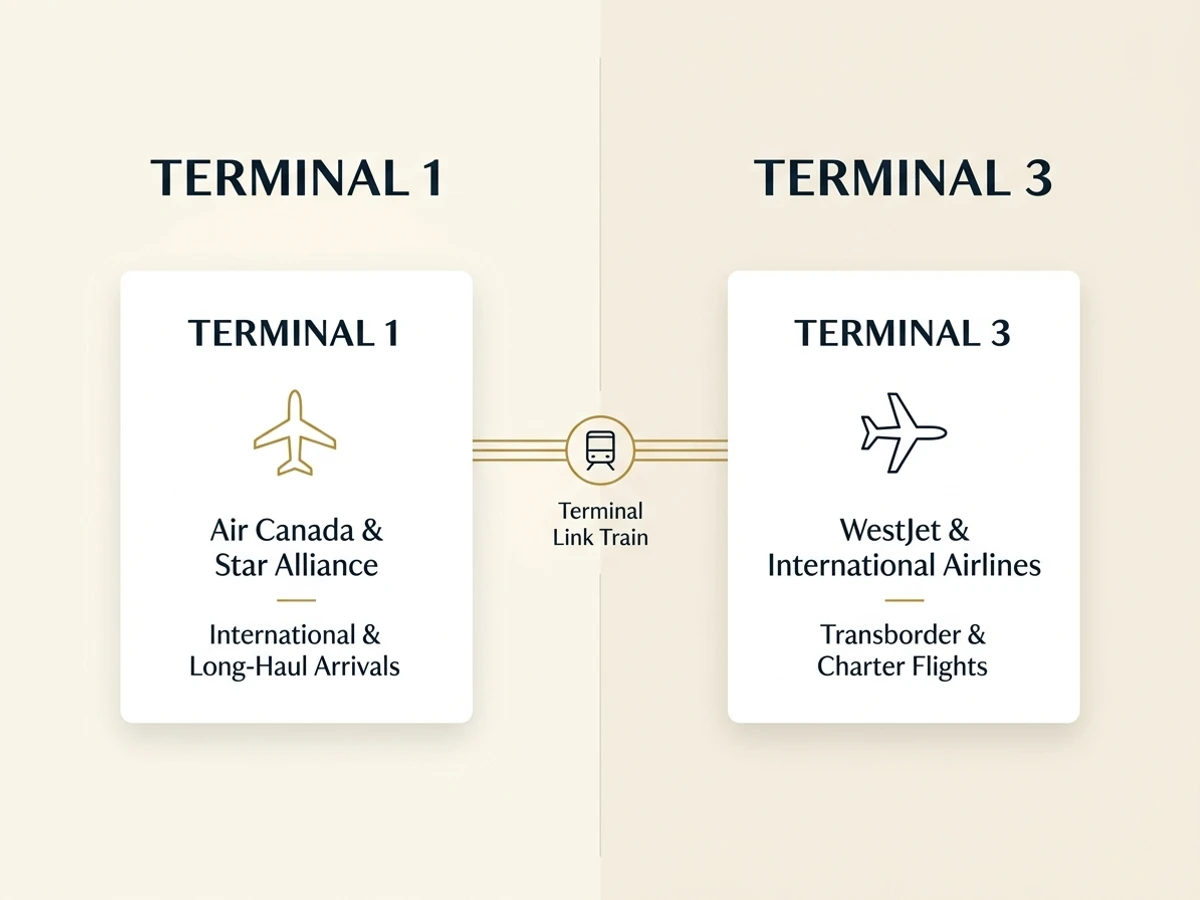 Toronto Pearson Airport Terminal 1 and Terminal 3 comparison for airport transfers